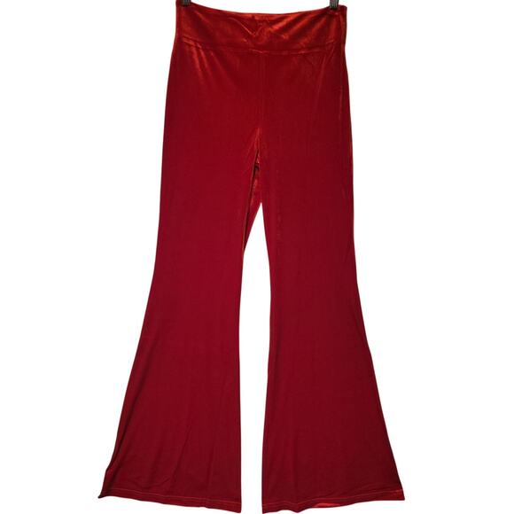 ModCloth Loving Lux Life Red Velvet Wide-Leg Flare Pants Hippie Festival - M - Picture 1 of 7